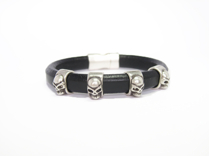 Herr läderarmband Lexus Skull Svart