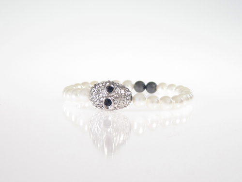 Armband Skull Silver South Sea Shell Vit