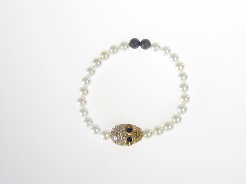 Armband Skull Guld South Sea Shell Vit
