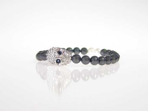 Armband Skull Silver South Sea Shell Svart