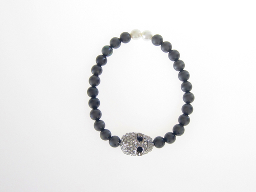 Armband Skull Silver South Sea Shell Svart