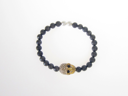 Armband Skull Guld South Sea Shell Svart
