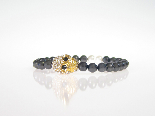Armband Skull Guld South Sea Shell Svart