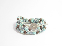 Armband Summer South Sea Shell Turkos/Brun Mix