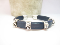 Herr läderarmband Lexus Skull Marinblå