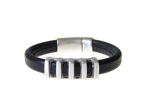 Herr läderarmband Liam Svart